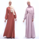 best puff sleeve elastic cuff straight muslim abaya dress