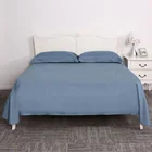 Dark blue soft twill flat india bedspread turkey bed sheet bedding set