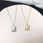Stone Stone Necklace Shell Necklace 925 Sterling Silver Gold Plated Chain White Stone Pendant Dylam Jewelry