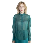 China high quality Casual Style Office Lady Tops Chiffon green Women Blouses