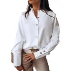 Satin Satin New Designer Commute Simple Button Satin Long Sleeved Women Shirt Ladies Tops