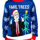 Custom knitted trump christmas sweater mens pullover sweater christmas winter funny christmas jumper with led light