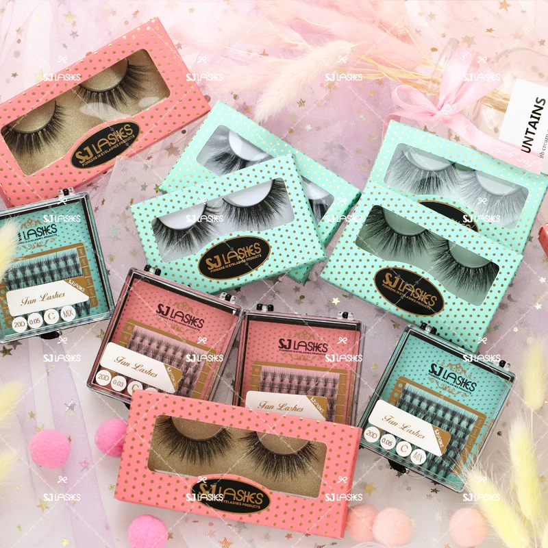 FREE LASH PACKAGING SET WITH 3D MINK LASHES 5D VEGAN EYELASHES BOX PACKAGE OWN BRANDING LASH BAG COLORFUL