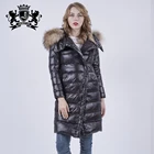 Long White Duck Down Coat hooded Coat with Raccoon fur Collar Removable