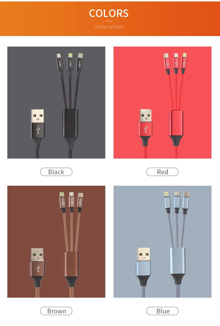 KLGO 3 in 1 Usb Data Cable Type-c High Speed 3 in 1 Data Line Charging Cable - ANKUX.COM