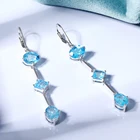 Jewelry Blue New Fashion Jewelry Nature Swiss Blue Topaz Drop Shape Women Earrings Wedding Jewelry