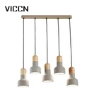Modern design fine art lampshade wooden iron black hanging wire e27 pendant light