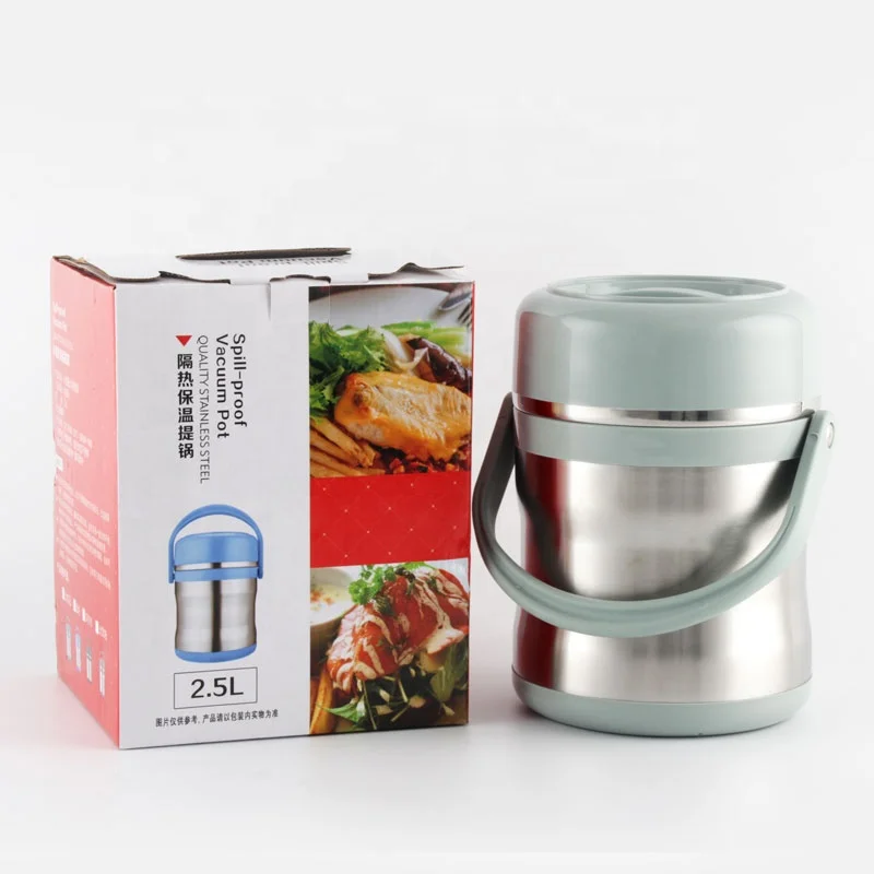 Portable multi-layer vacuum insulated pot thermal tiffin cooker food storage box