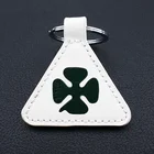 custom logo keychain triangle PU keyring car leather keychains