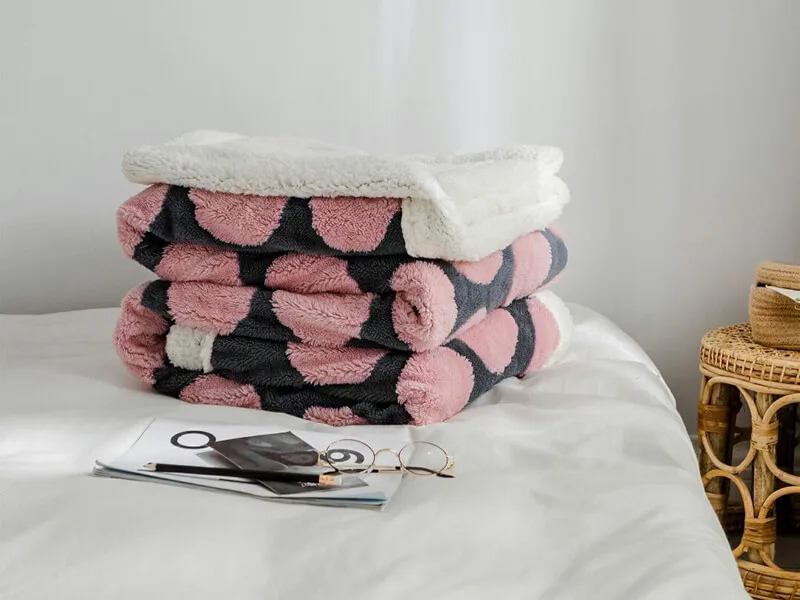 i@home Jacquard winter thick warm coral fleece sofa sherpa blanket