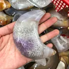 New product spiritual decor natural quartz crystal Agate Druzy geode carved moon for Home decoration