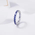 Trendy Hot Sale fashion baguette sapphire zircon blue cz lightweight 925 Sterling Silver Jewelry rings for women