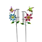 Metal Butterfly and Humming bird Rain Gauge Garden Stake