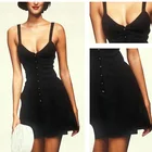 Spring 2020 Fashion Retro Sexy V-neck Design Backless Strapless Little Black Lady Dress