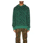 The factory price cotton breathable green mens hoodies with black leopard print