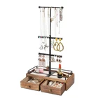 Adjustable Height metal & wood jewellery organizer jewelry necklace bracelet earring ring metal display stand