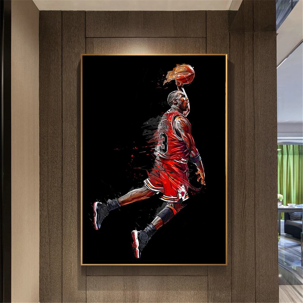 abstract art painting michael jordan poster fly dunk basketball
