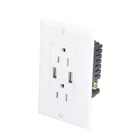 USA wall mount charger with 15A two receptacles electrical smart US dual USB wall socket outlet