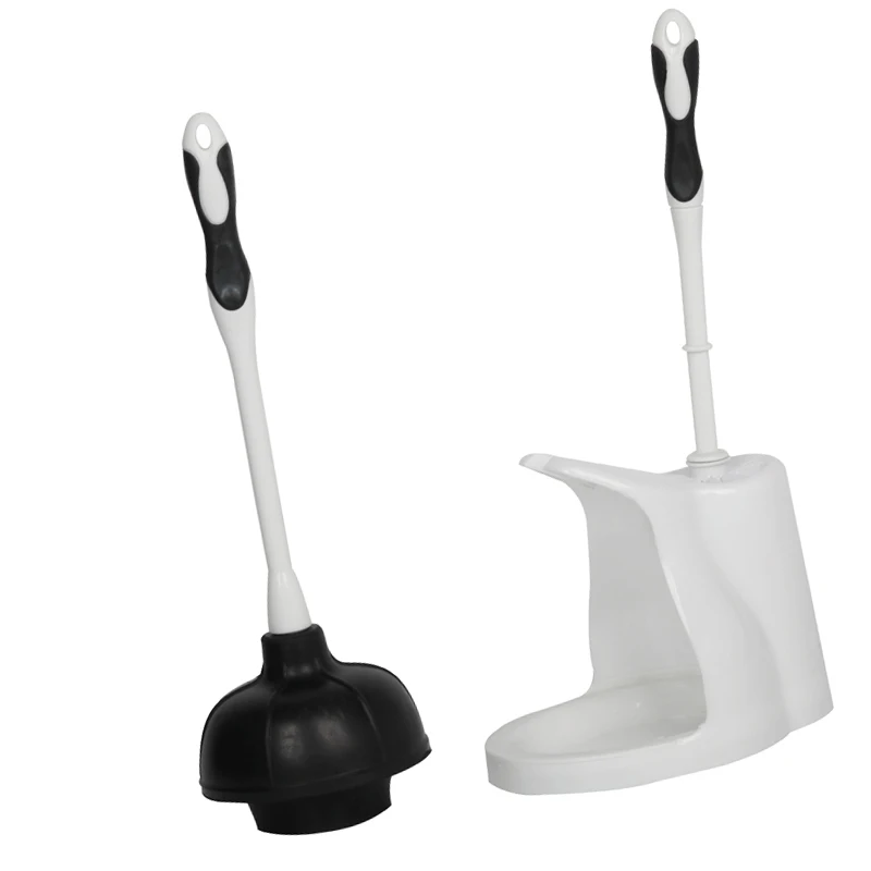 Powerful Bathroom Cleaning Brush Rubber Toilet Bowl Brush and Plunger Set