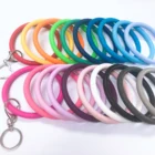 Key Ring Rings For Keychain Bangle Key Ring Chain Bracelet Round Silicone Wristlet Keychain Holder For Women Girls