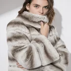 Short leather coat women striped warm rex rabbit fur coat exporter