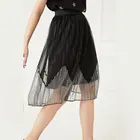 Fashion Frocks Design Irregular Stitching Women Mini Black Pleated Skirt Long