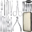 19 Pieces Manicure Pedicure Set Professional Cuticle Pedicure Kit Nail Clipping Tools Stainless Steel Cuticle Pusher