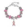Alloy pink ribbon breast cancer bracelet awareness charms bracelet wholesale