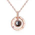100 Language I Love You Projection Color Stone Custom Photo Circle Pendant Necklace