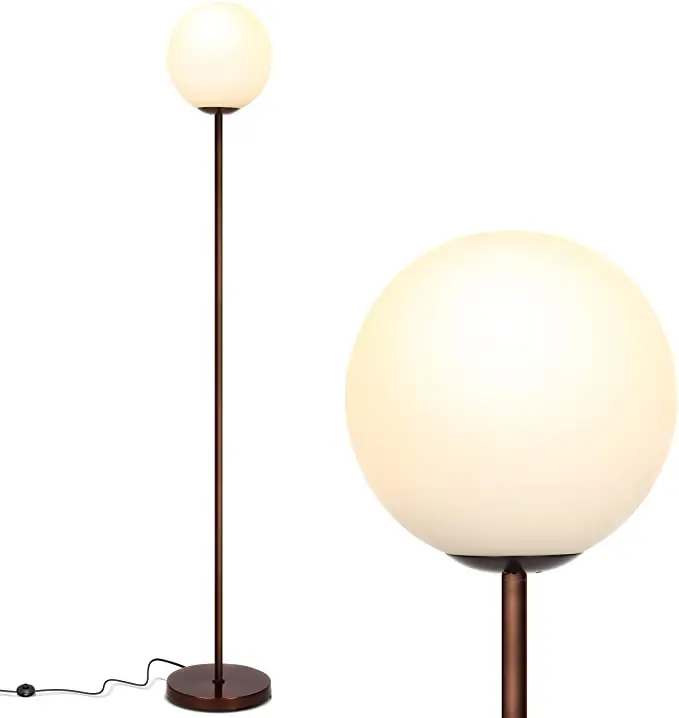 Mid Century Modern Standing Lighting Glass Globe Floor Lamp for Living Rooms Bedroom &Office