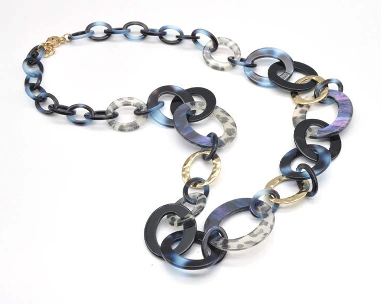 2021 colorful boho big long acrylic chain link luxury vintage necklace