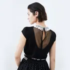 Top Selling Lace Black and White Contrast Color Cute Doll Collar Women Short-Sleeved Blouse