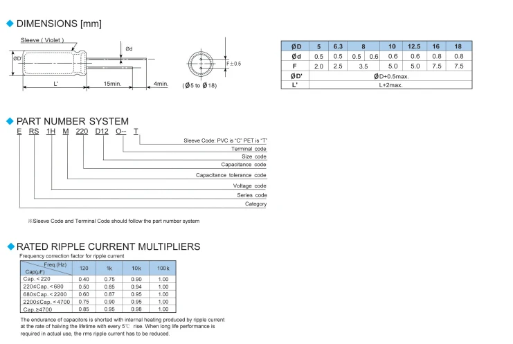 Aishi Rs Series 330uf 120v 18x25 10000h Electrolytic Capacitor