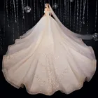 2019 New Design Luxury Wedding Dress Off Shoulder Beaded Crystal Appliqued Sweetheart Bridal Ball Gown