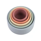 Stacked Tower Colorful Rainbow Stackable Natural Rubber Silicone Ring Baby Stacking Circle Cups Toys For Kids