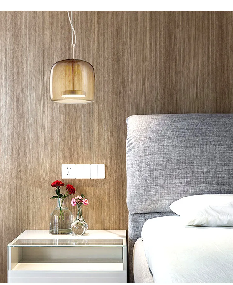 Contemporary Glass Hanging Lamp Metal Glass Pendant Light Artdecolite