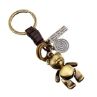 Custom Souvenir Car Bronze Metal Cute Toy Animal Bear Shape Trinket Keyring Teddy Key Holder Keychain