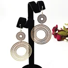057129 New design double circles dangle drop earrings for women