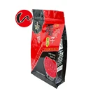 Food package bags with zipper flat bottom side gusset quad pouch