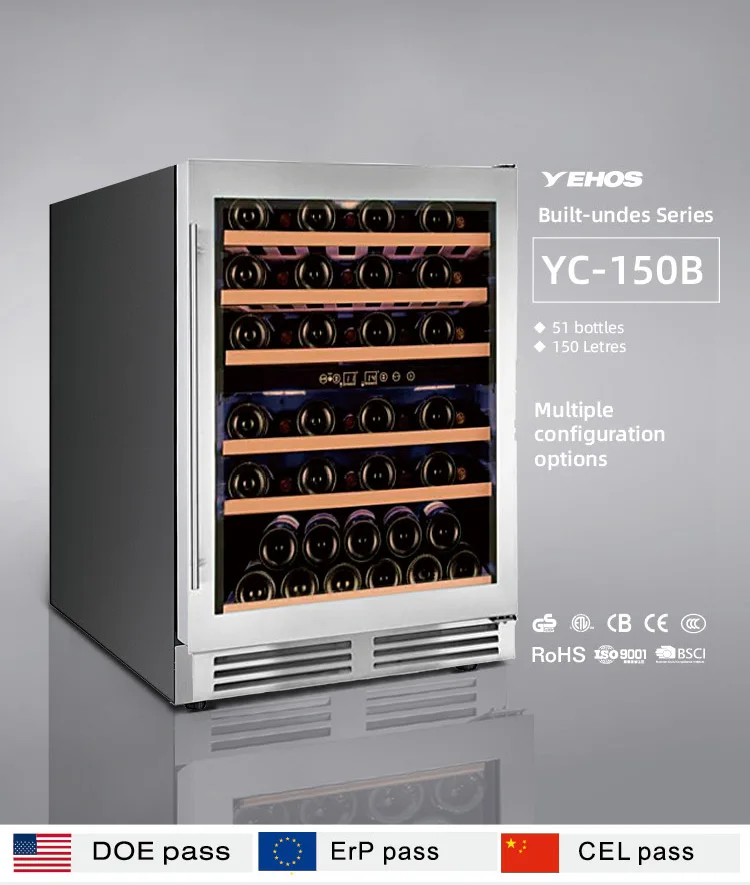 51 bottles single zone compressor wine cooler fridge  cellar