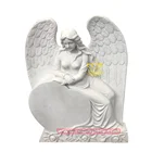 Hand Tombstone Stone Headstone Natural Stone Hand Carved White Marble Angel Headstone With Heart For Sale Tombstone