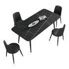 Dining Dinning Table Modern Black Gold Slate Dining Room Furniture Marble Dinning Table Set