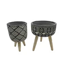 Flower Pot Round Cement Pot Round Cement Succulent Flower Planter Pot With Wood Legs
