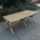 2020 new small lightweight collapsible foldable portable outdoor folding wooden top roll up picnic camping table