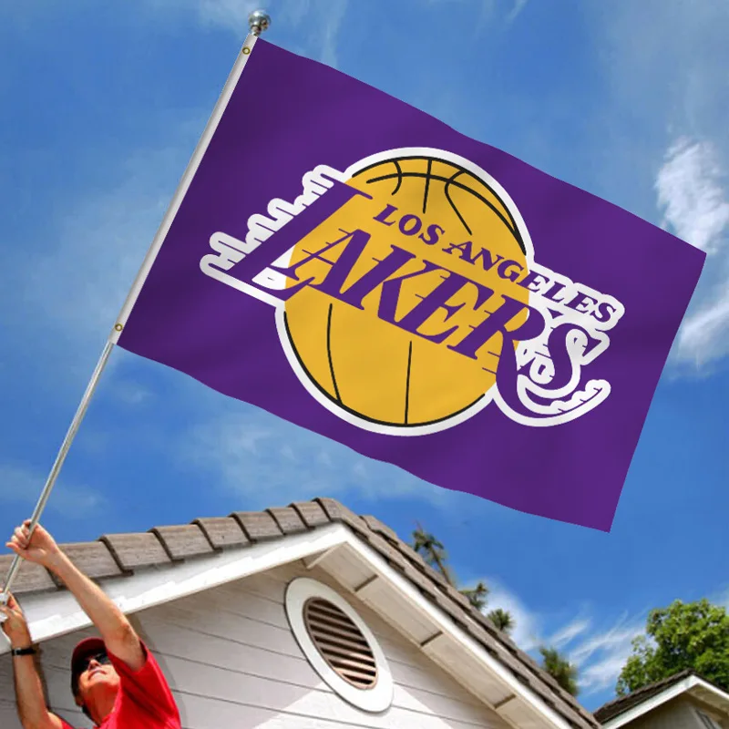 top flag manufacturer 3*5 ft polyester los angeles lakers flag