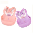 Soft silicone adjustable size colorful infant baby girl bib dress with snap and shoulder strap