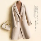 Winter Double-breasted Trench Cashmere Jacket Korean Long Women Double Face 100% Wool Cashmere Coat Women