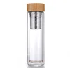 custom logo eco friendly 2019 new stylish double wall bamboo dropper pyrex water bottle manufacturing