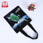 promotional eco customized recycle Printed black cotton tote bag
