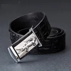 Stylish high-grade smooth buckle leather belt mens snap on leather belts 100% genuine leather